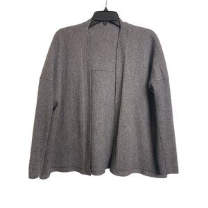 Gray Dolman‎ Sleeve Extra Fine Merino Wool Open Front Cardigan Size M